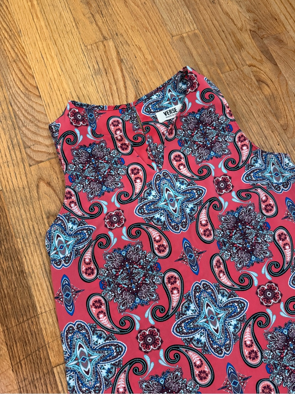 VERSE Women's Tank Blouse S Pink Paisley Sleeveless Lightweight Summer Boho